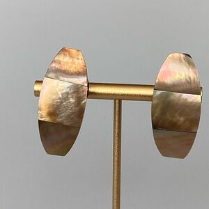 Vintage Clips Earrings Chunky Textured MOP Statement Artisan Repurposed Unique